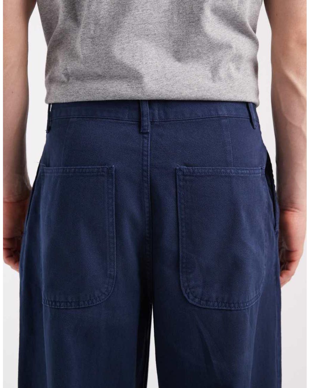 ASOS Blue Loose Trousers With Double Pleat for men
