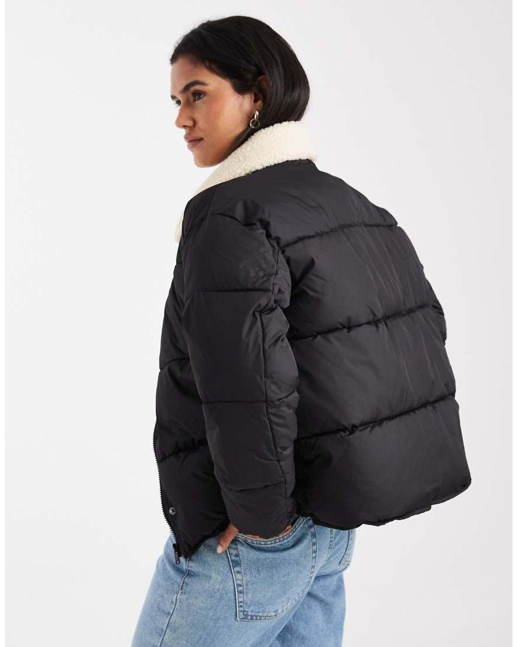 ONLY Black Borg Collar Detail Padded Jacket