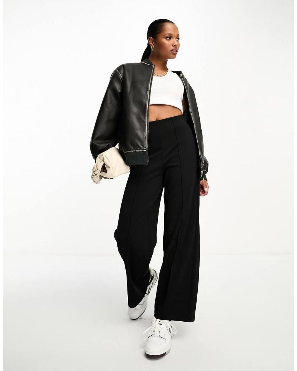 Vero Moda Black Pin Tuck Wide Leg Trouser