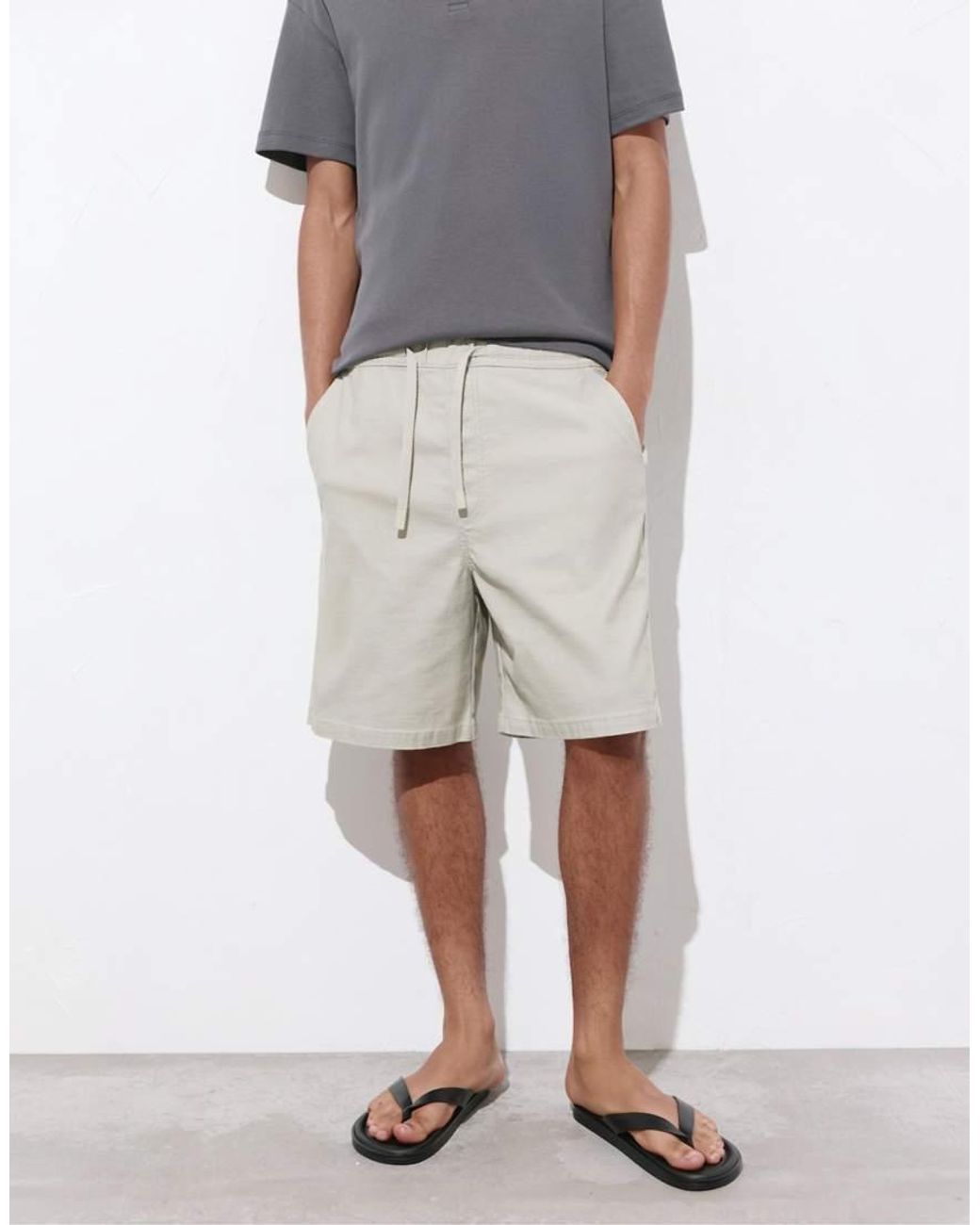 Pull&Bear Blue Bermuda Shorts With Elastic Waistband for men