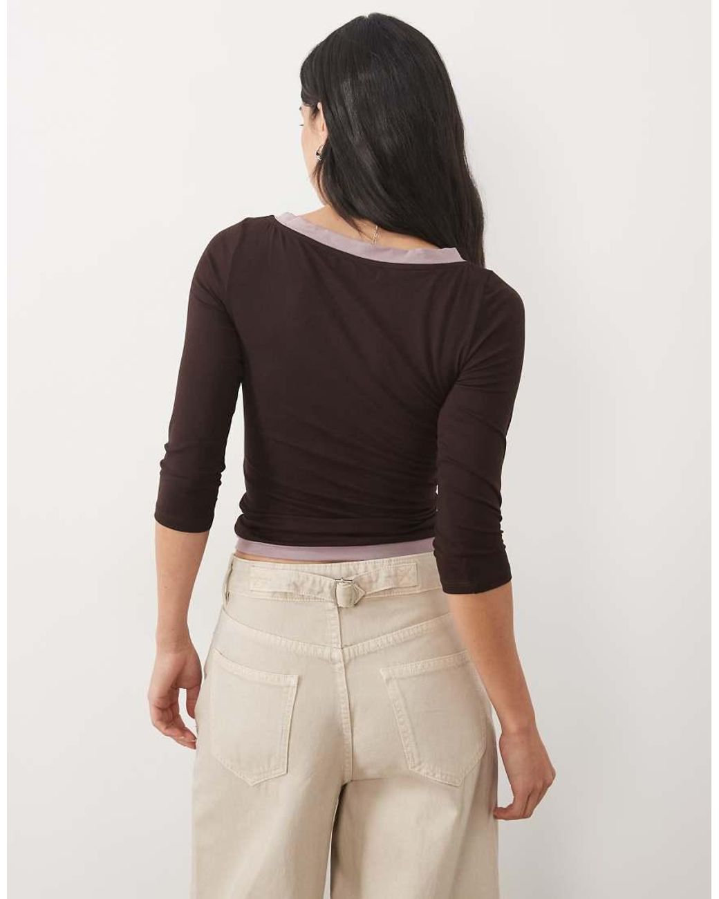Motel Brown Yones Double Layer Long Sleeve Top