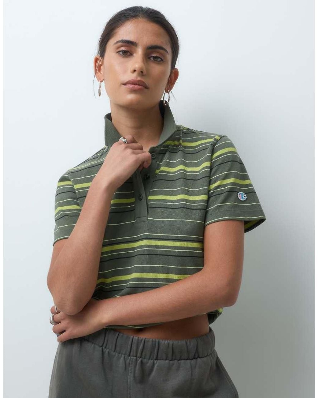 Champion Green Future Memories Striped Polo Shirt