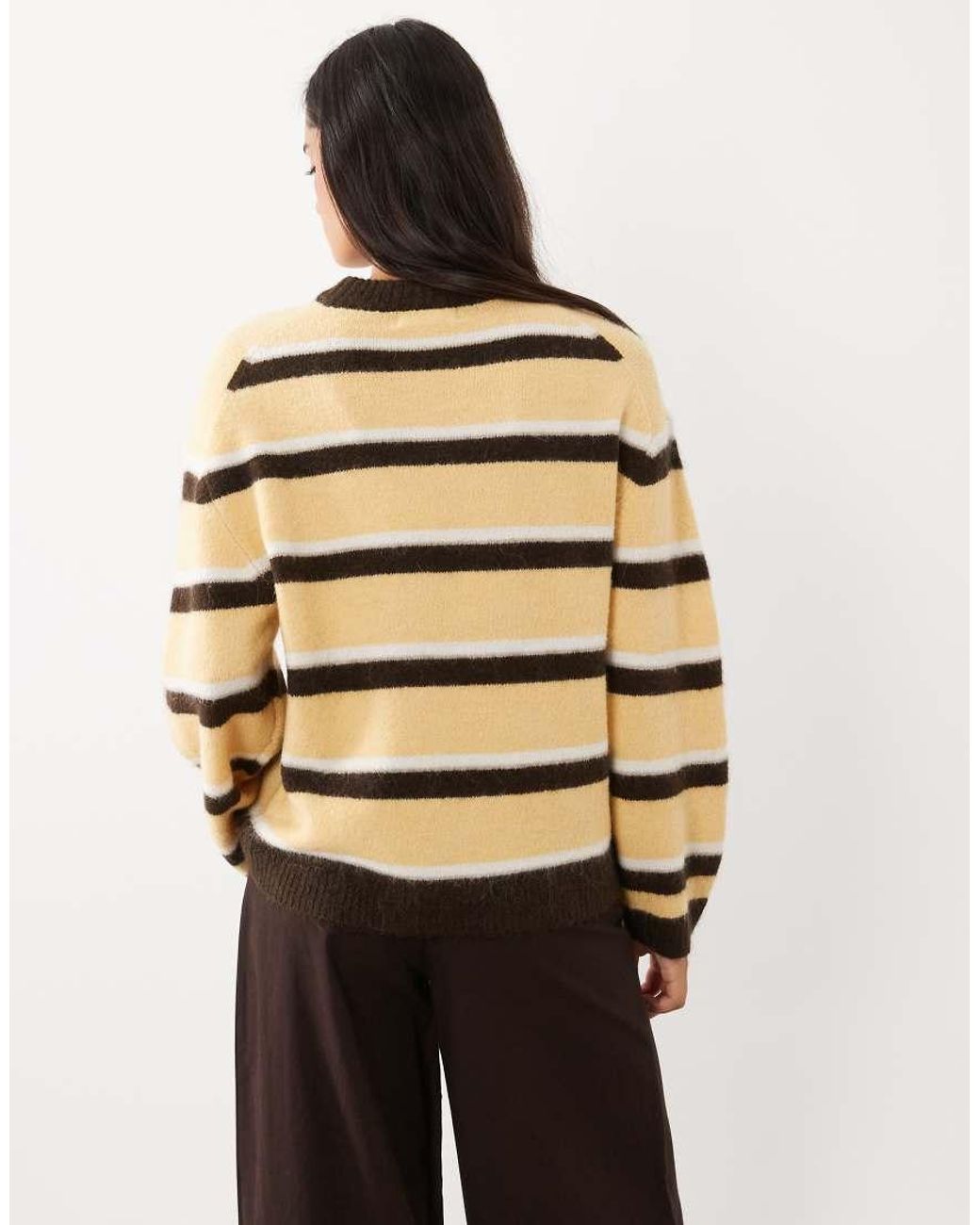 Gina Tricot Natural Crew Neck Knitted Wool Alpaca Jumper