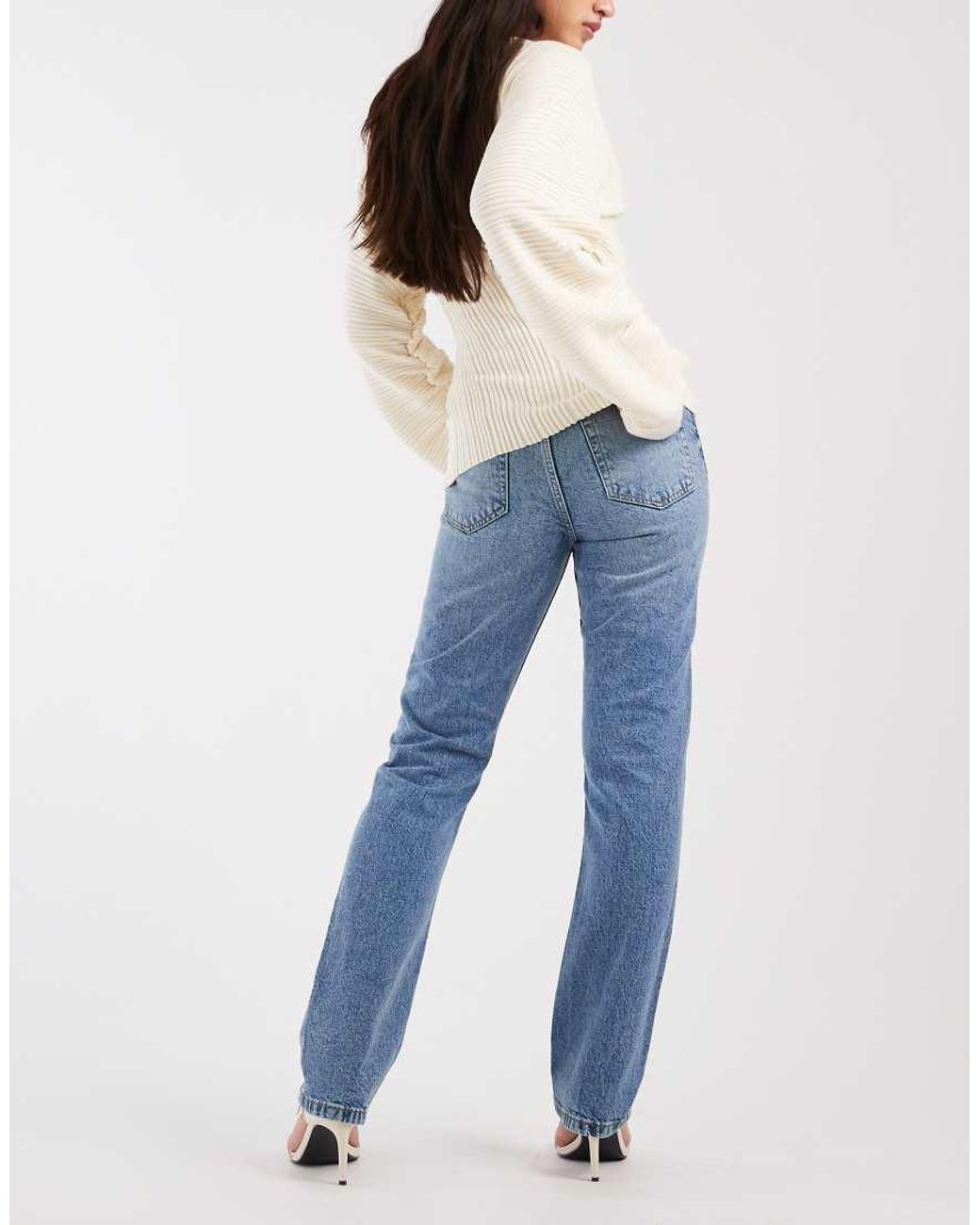 ASOS Blue High Waisted Slim Straight Jeans