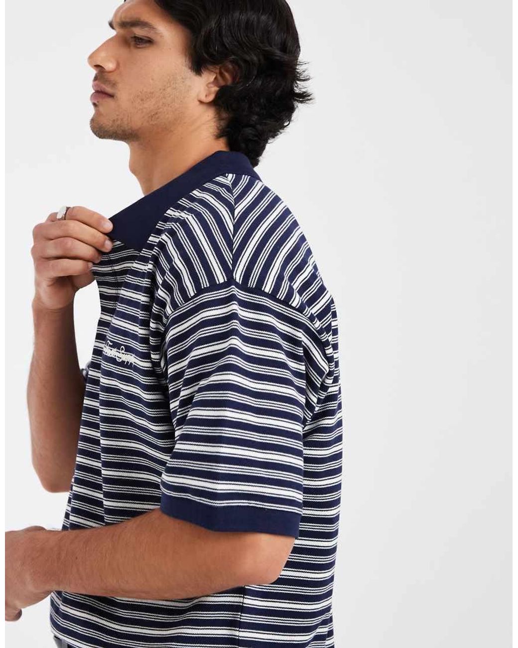 Cotton On Blue Box Fit Polo Shirt for men