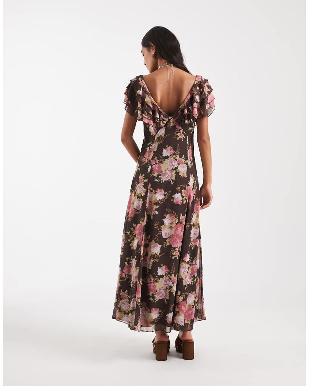 Free People White Forsythia Ruffle Sleeve Boho Maxi Dress