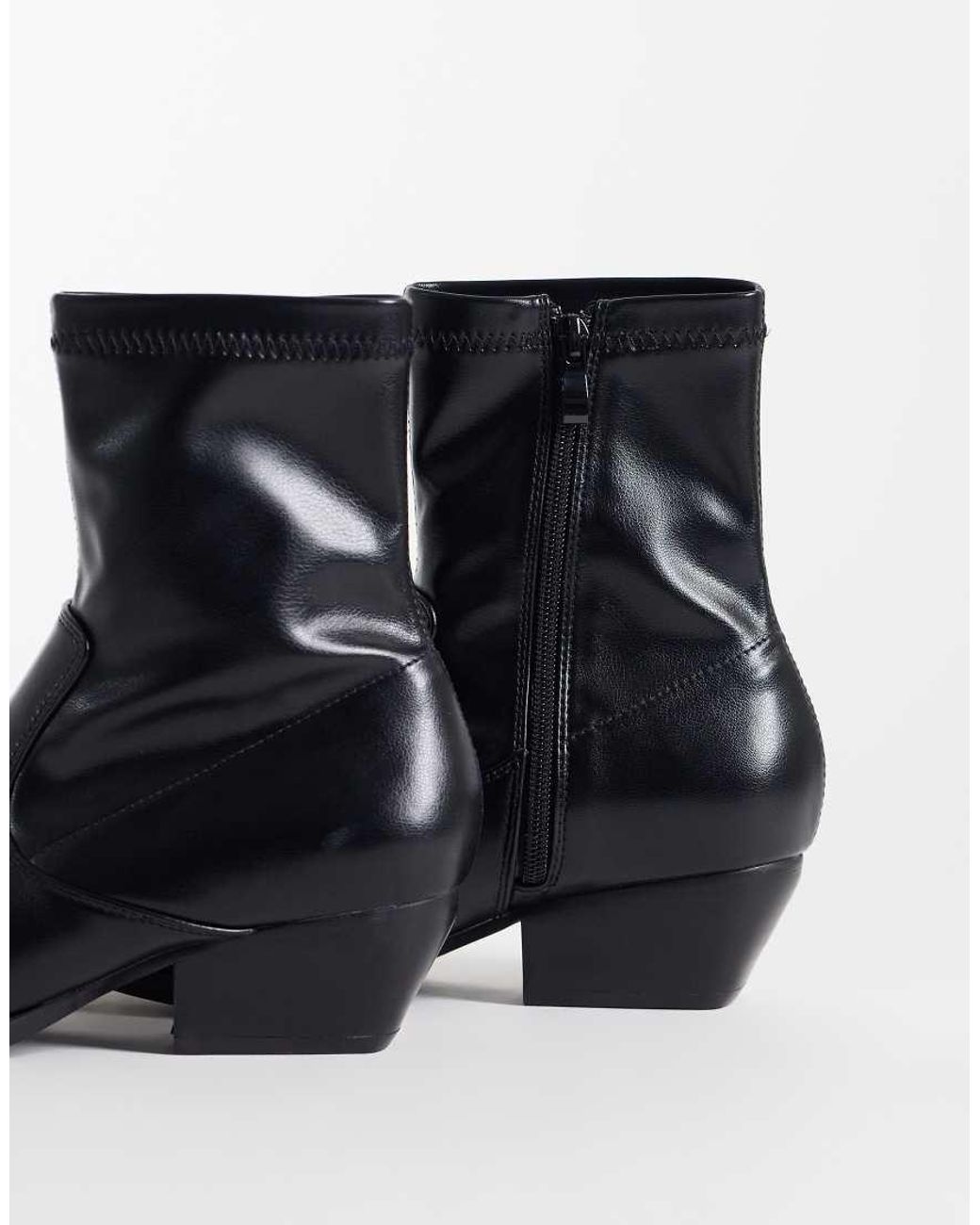 ASOS Black Roman Western Sock Ankle Boots