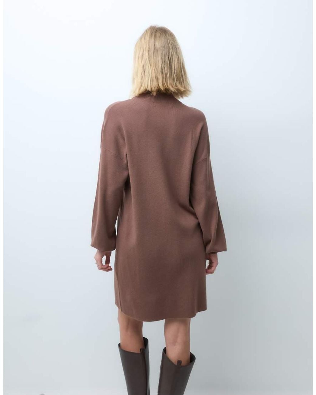 Vero Moda Brown Knitted Funnel Neck Mini Dress
