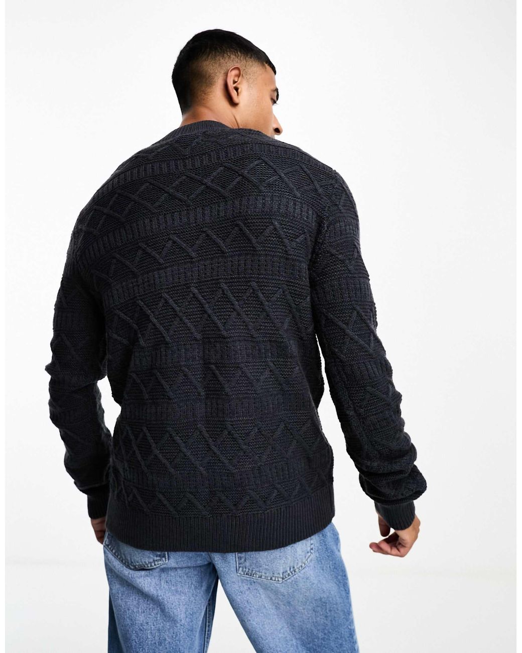 Only & Sons – strukturierter strickpullover in Black für Herren