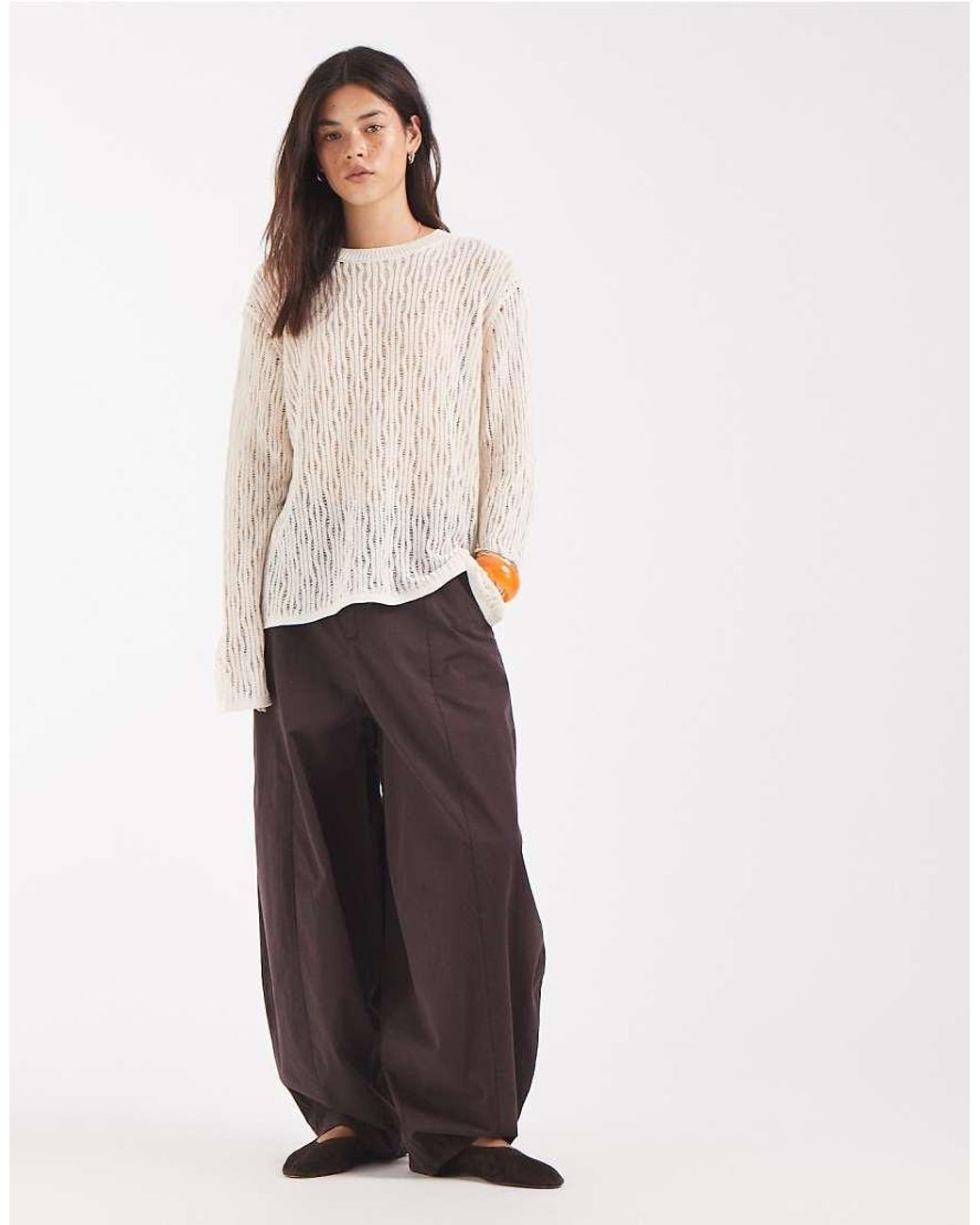 ASOS White Knitted Pointelle Jumper