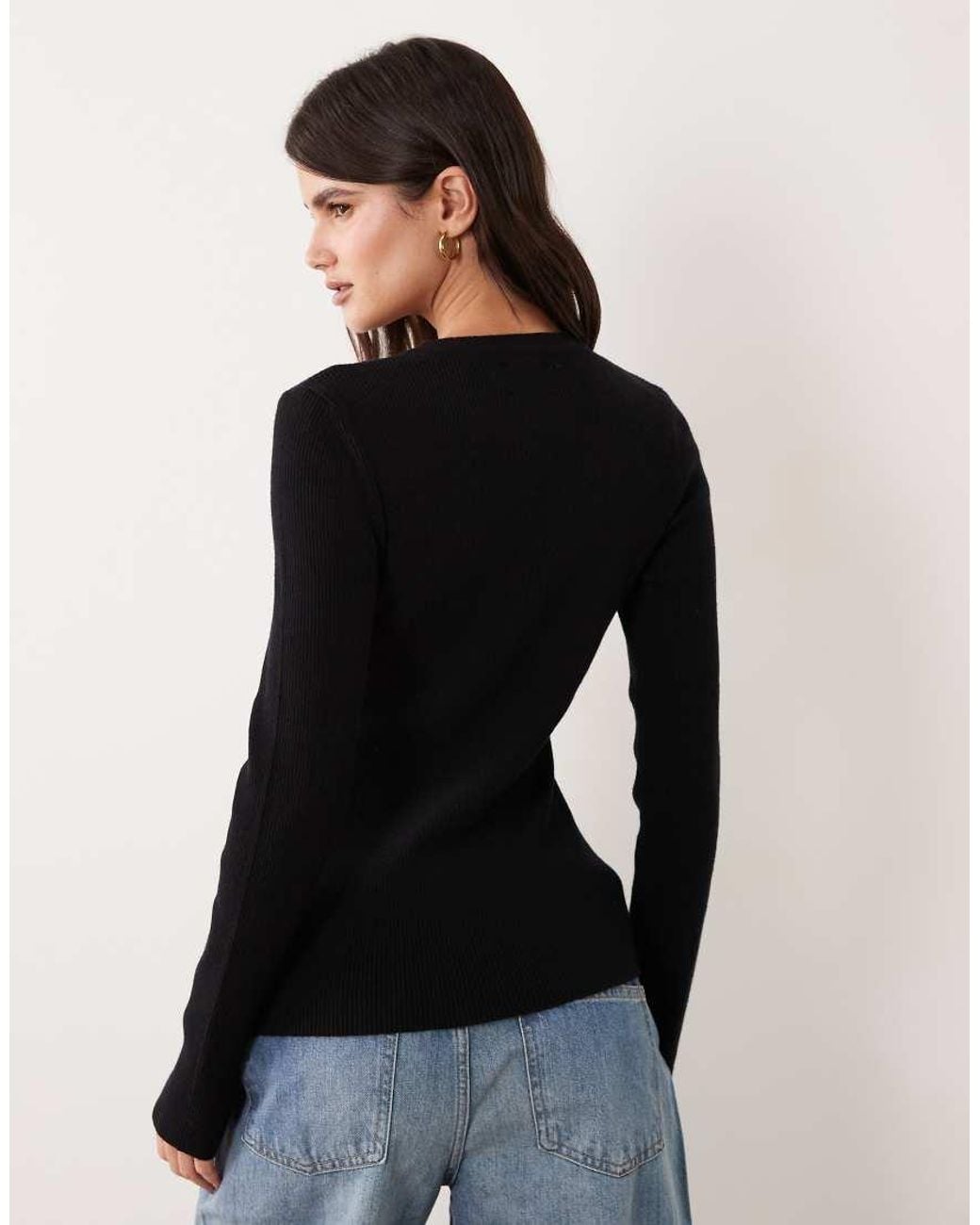 ASOS Black Fitted Rib Knit Longline Cardigan