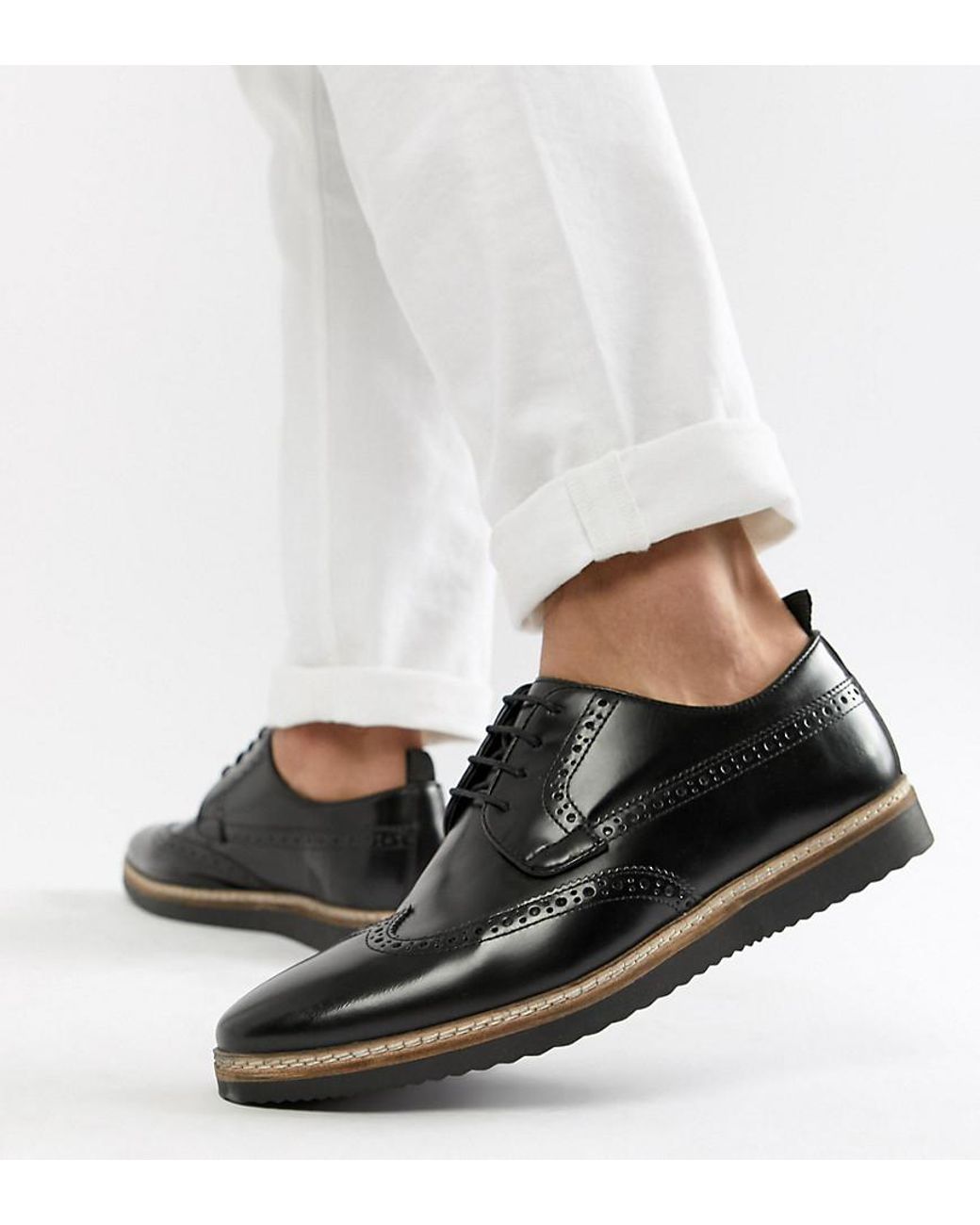 wide fit black leather shoes