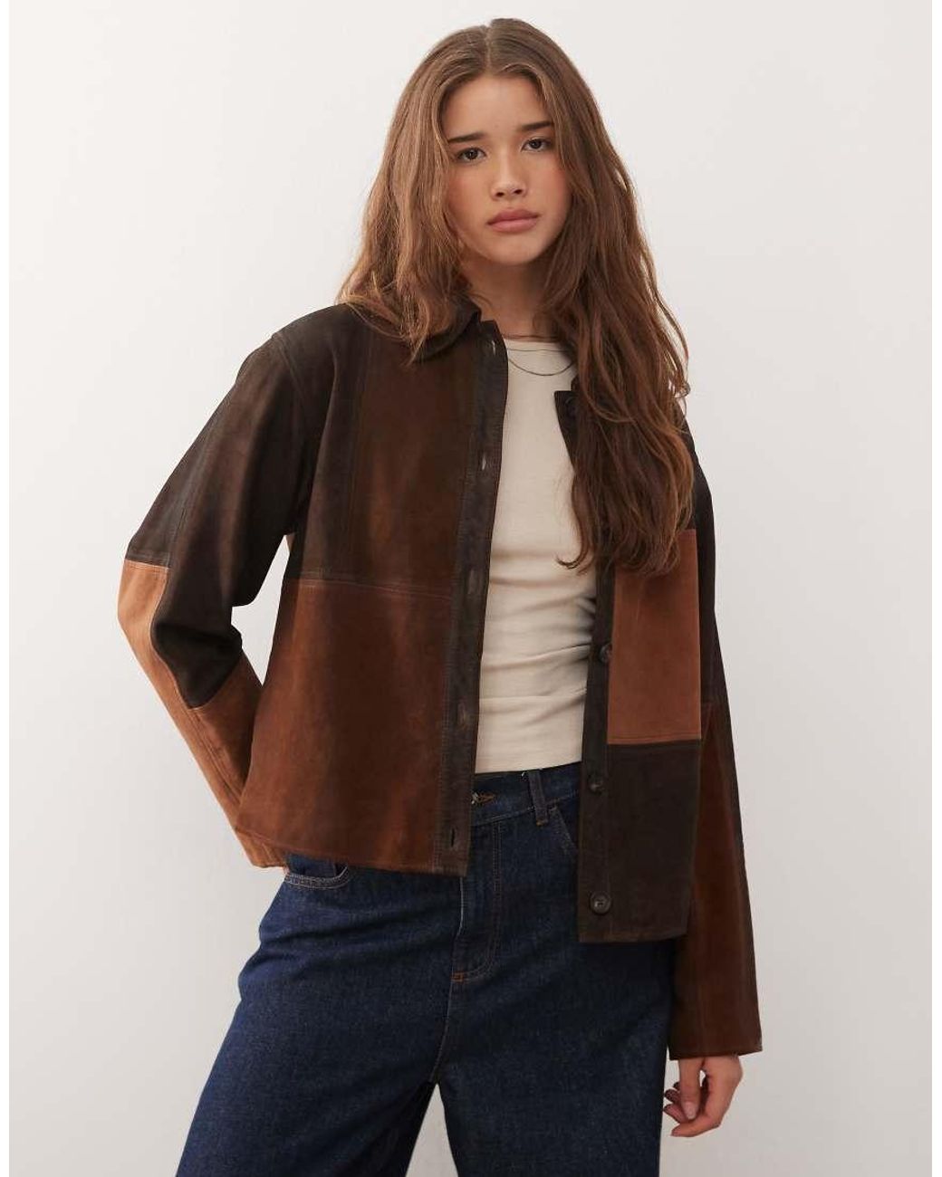 Reclaimed (vintage) Brown Premium Real Suede Panelled Collar Jacket