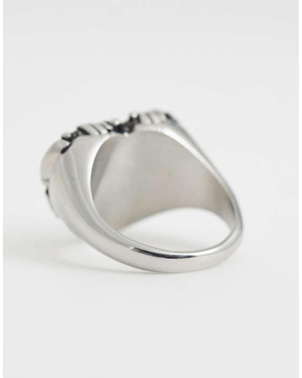 Ed Hardy White Small Barbed Heart Signet Ring