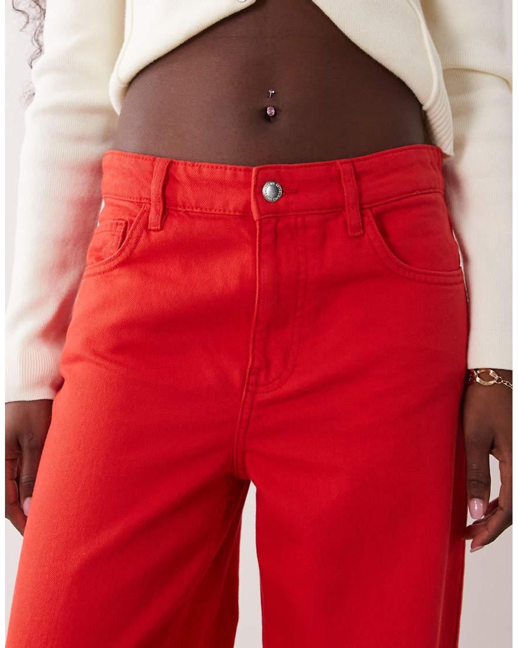 Mango Red Relaxed Jean