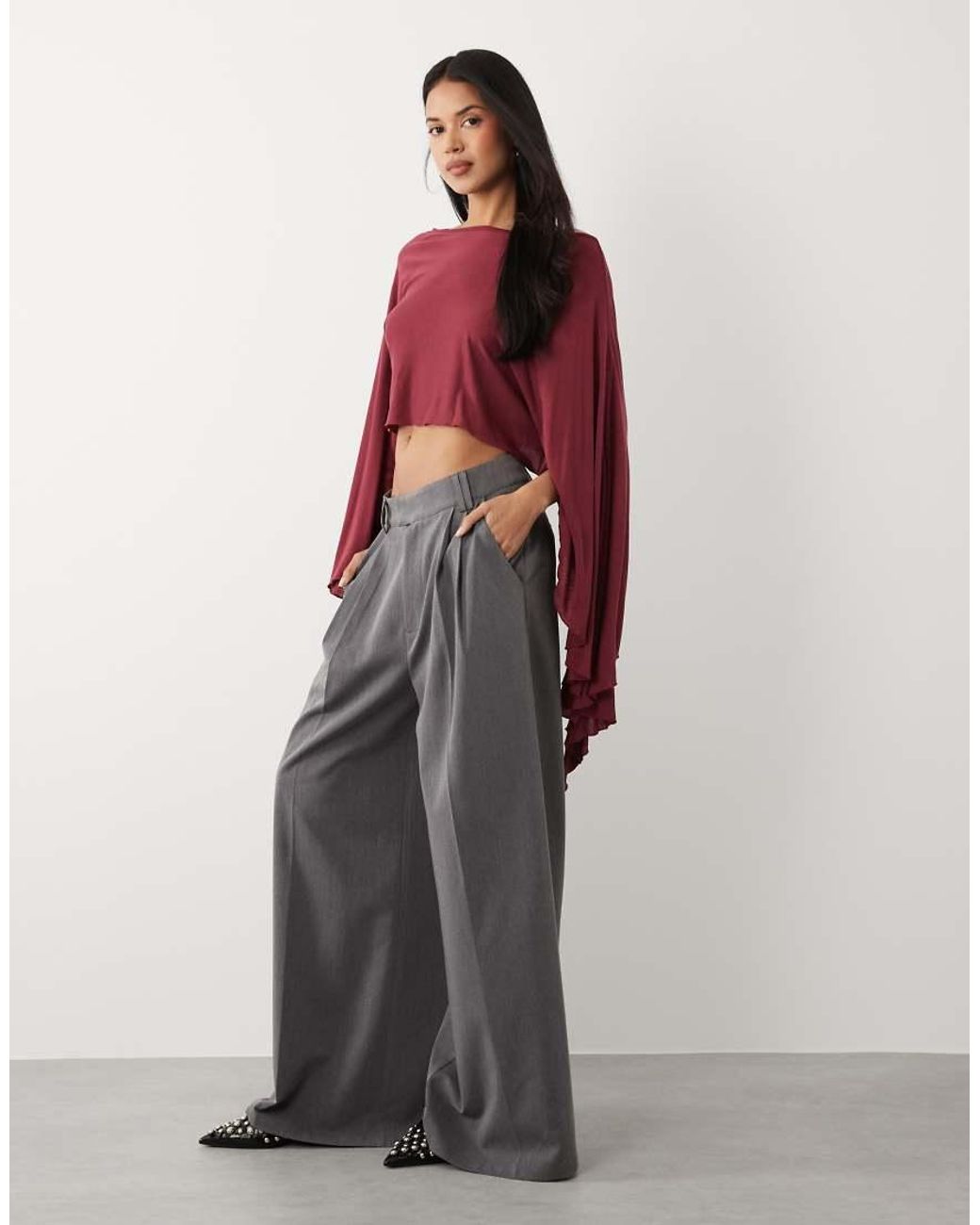 ASOS Red Longline Flare Sleeve Cape Top
