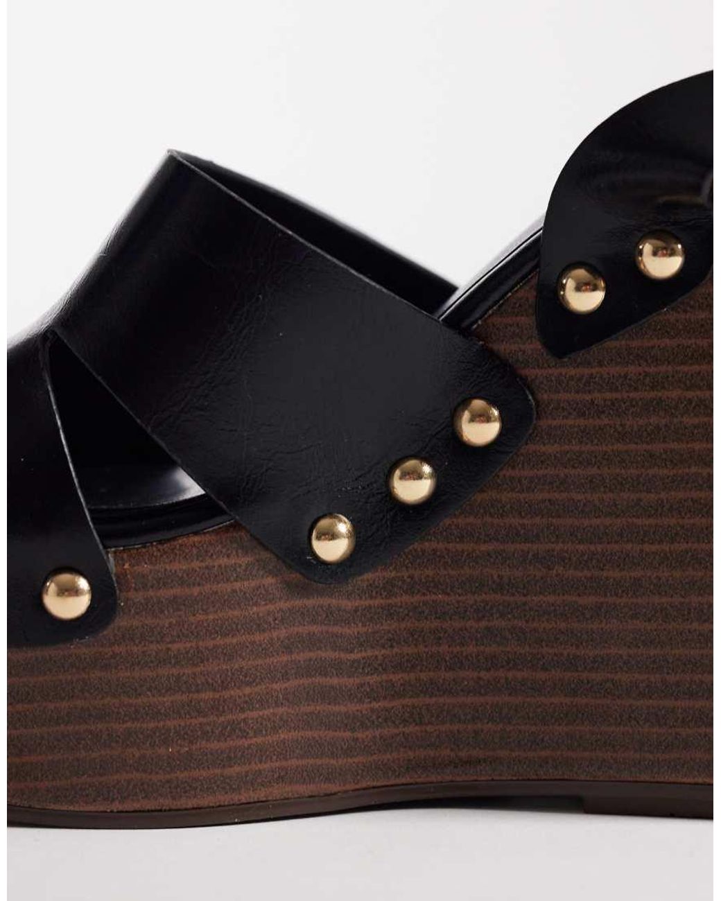 ASOS Black Tamara Cut Out Studded Wedge Sandals
