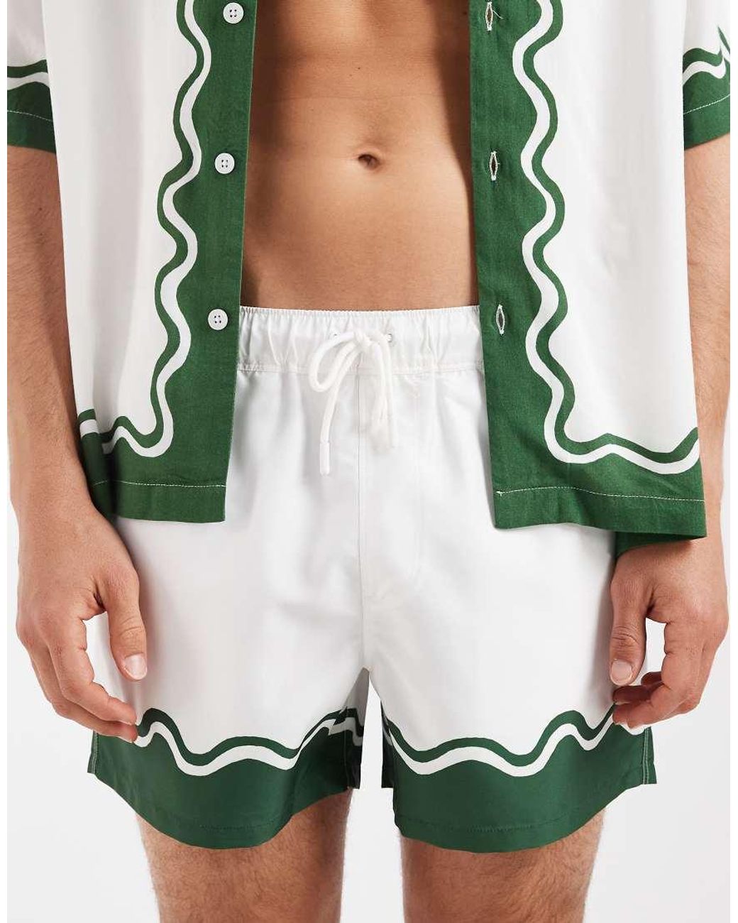 ASOS White Co-Ord Swim Shorts for men
