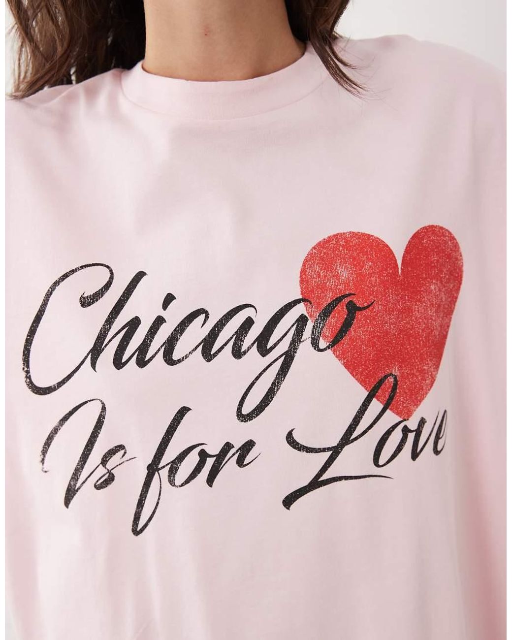 ASOS Red Short Sleeve Oversized T-shirt With Chicago Love Graphic