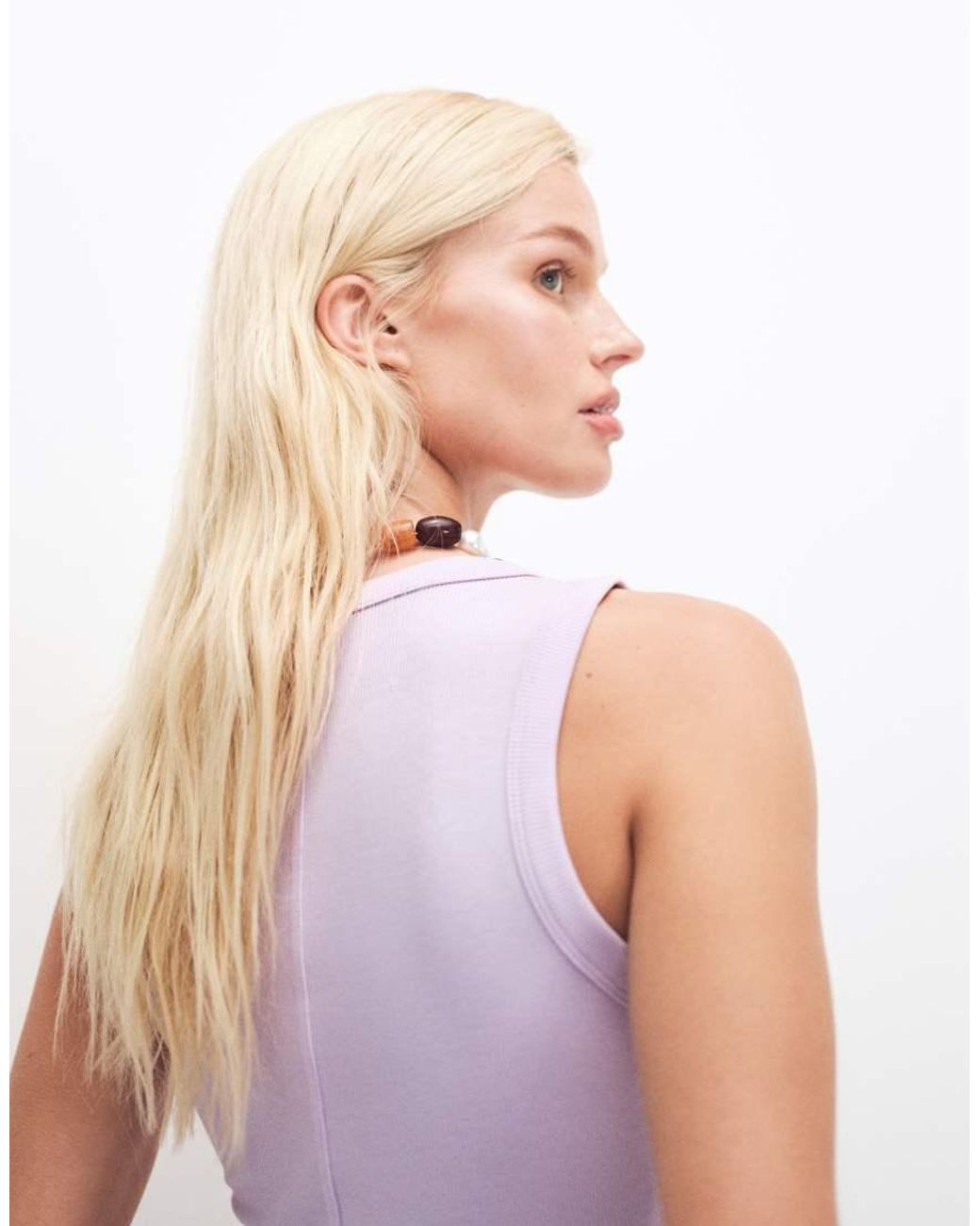 Gina Tricot Purple Rich Cotton Basic Ribbed Tank