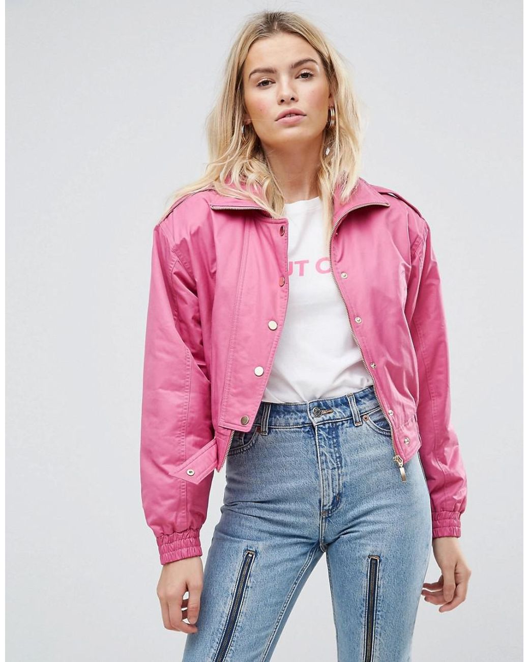 ASOS 80's Bomber Jacket In Hot Pink | Lyst