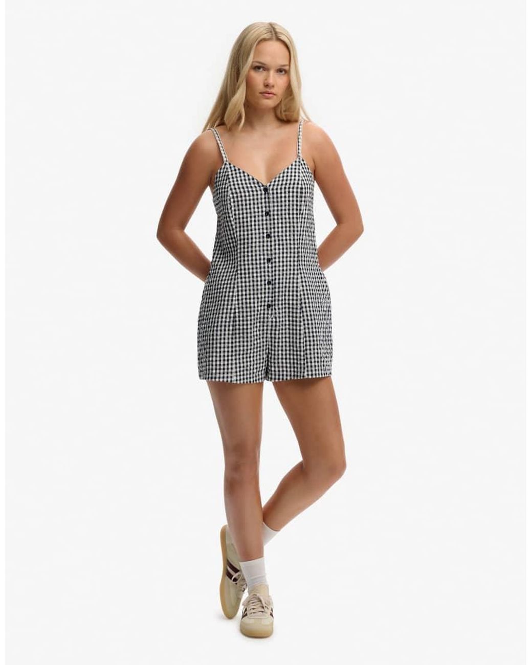 Superdry White Gingham Cami Playsuit
