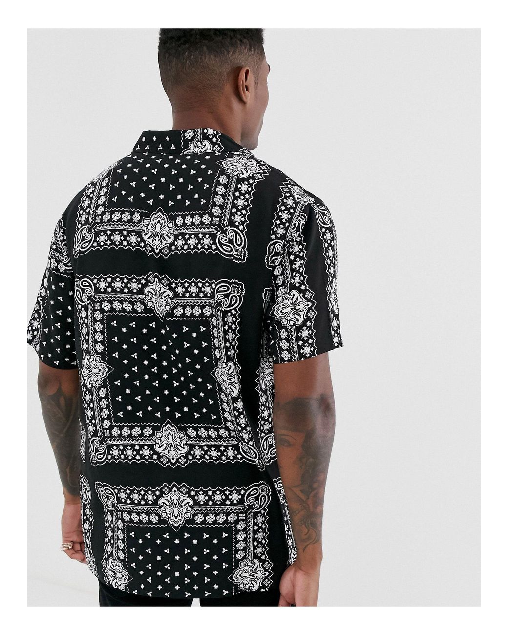 Camicia nera con stampa bandana da Uomo di Bershka in Nero | Lyst