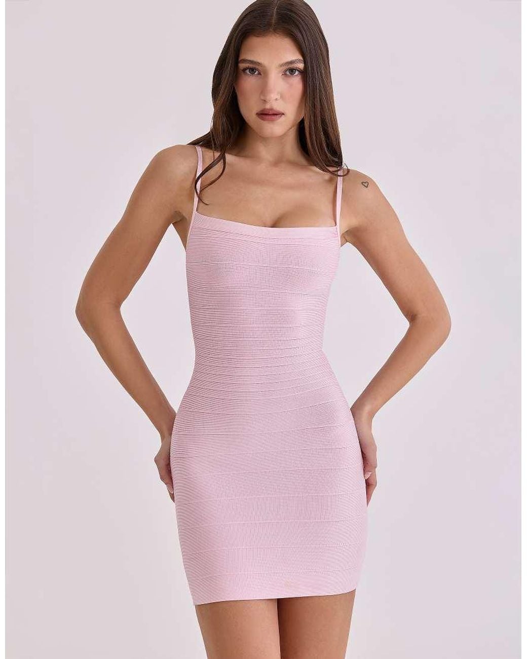 House Of Cb Pink The Body Bandage Mini Dress
