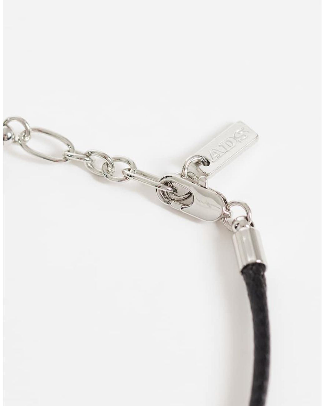 ASOS Gray 4 Pack Black Faux Leather And Beaded Bracelet for men