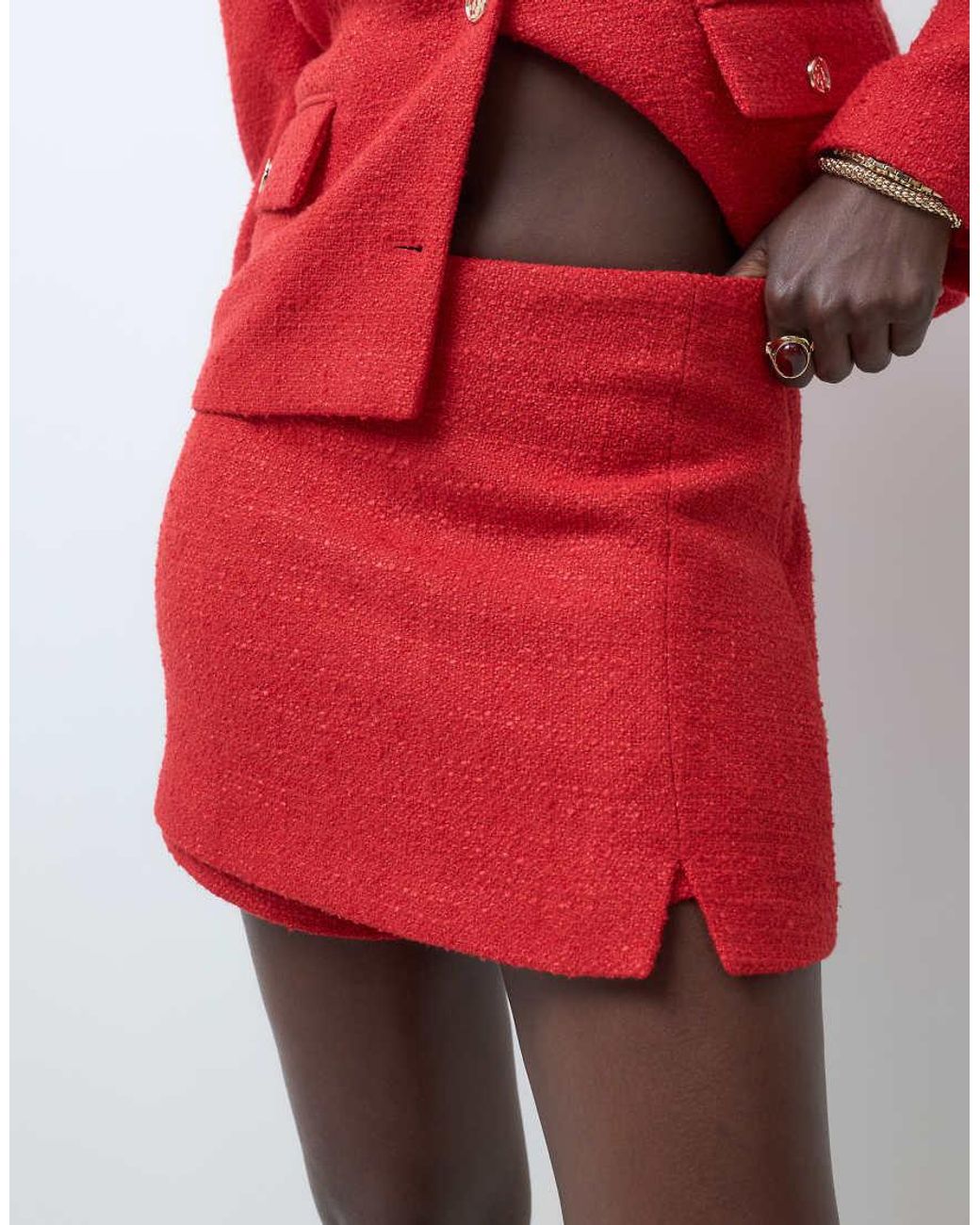 ASOS Red Tailo Boucle Pelmet Mini Skort