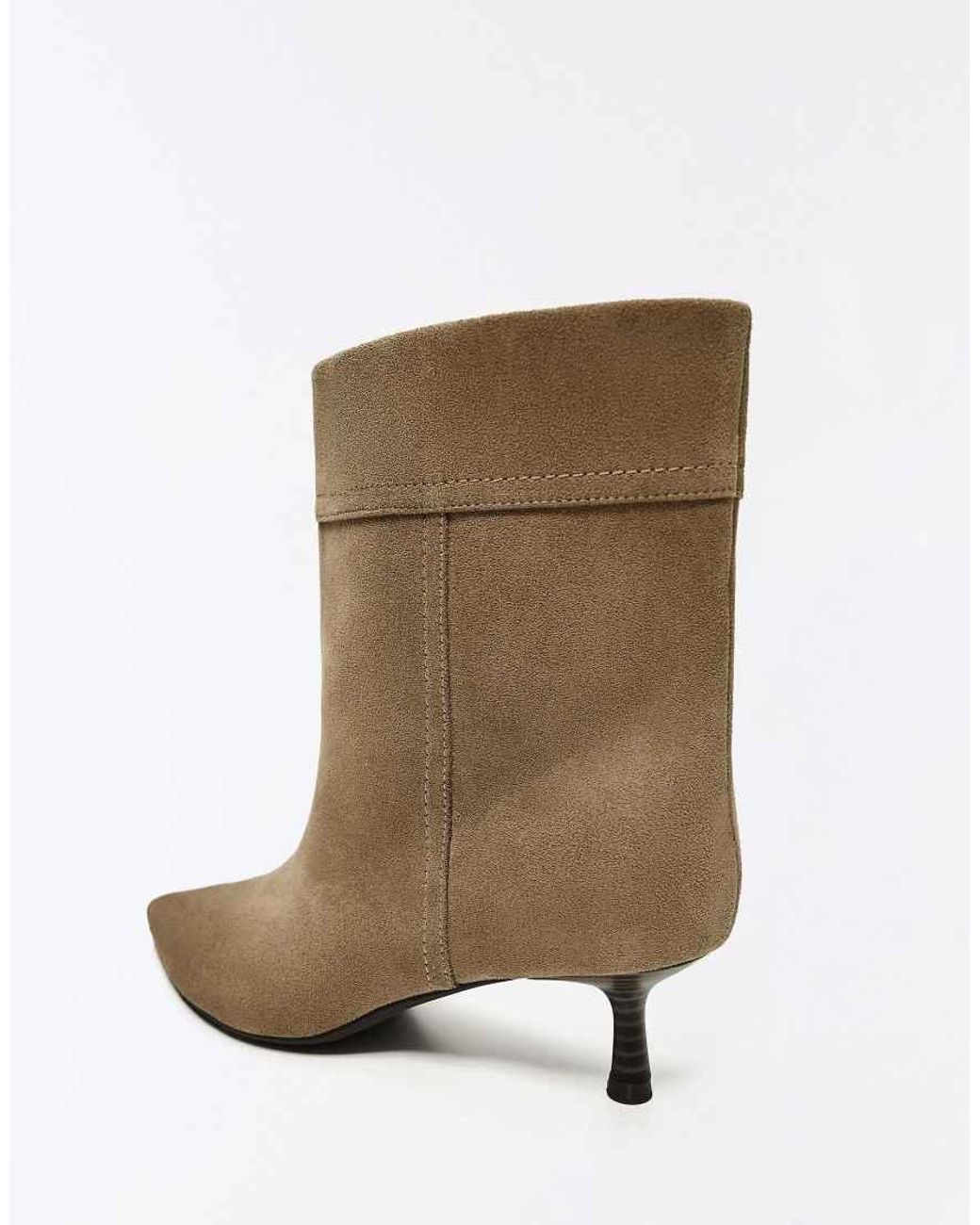 Bershka White Fold-Over Heeled Ankle Boots