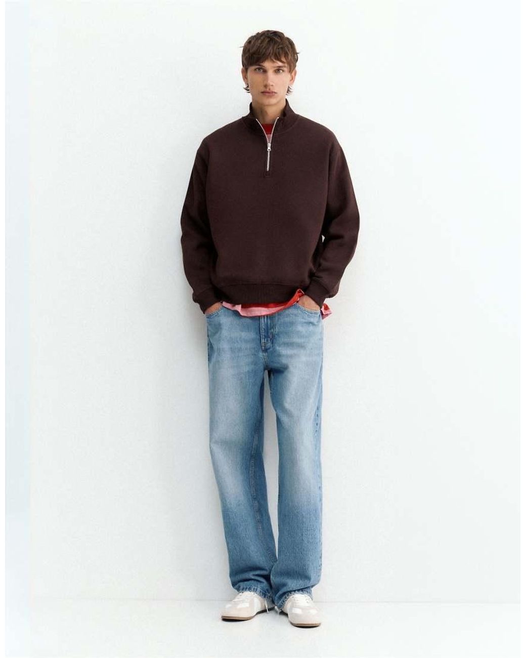 Pull&Bear Red Quarter-zip Sweatshirt for men