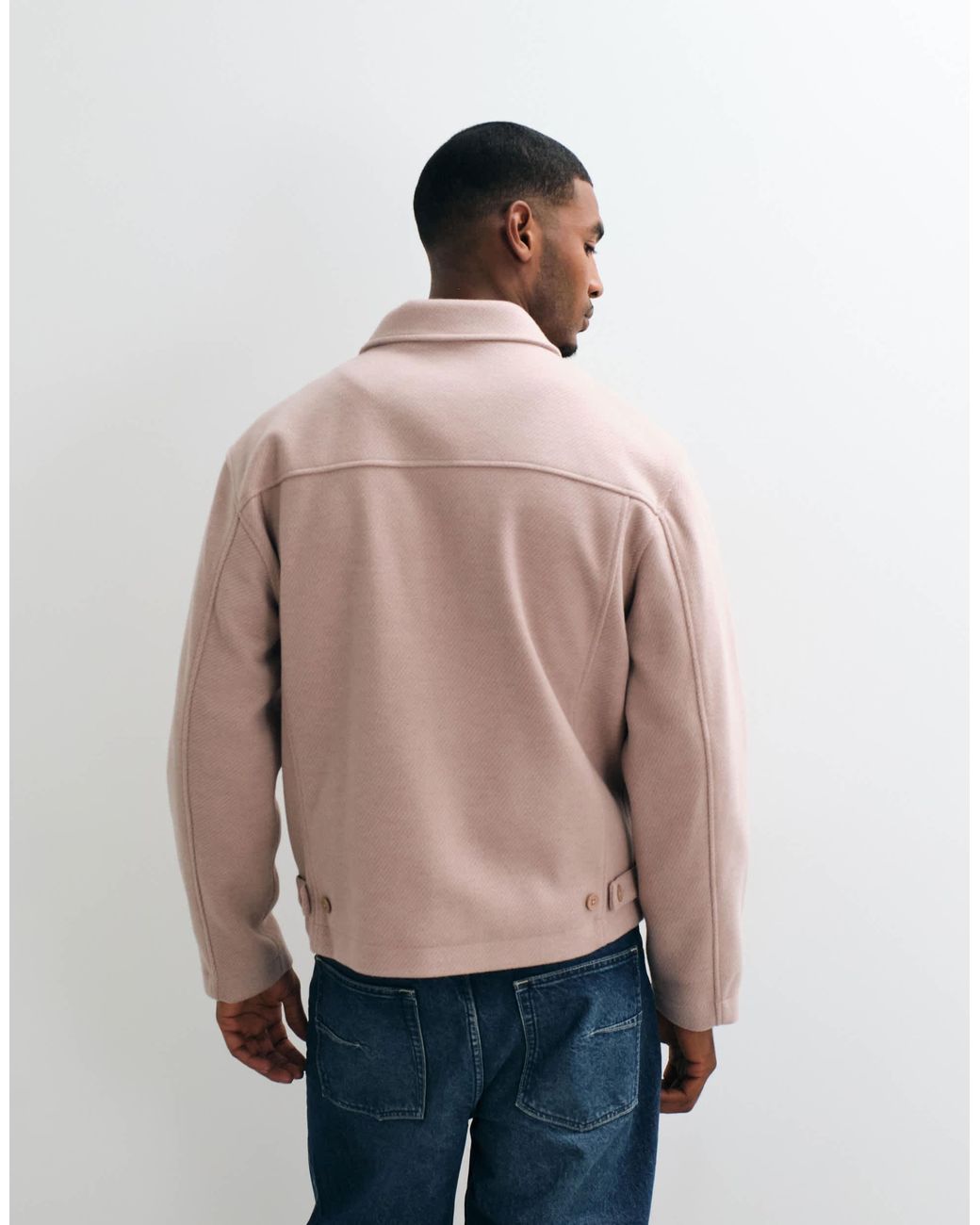 ASOS Natural Zip Up Wool Look Jacket for men