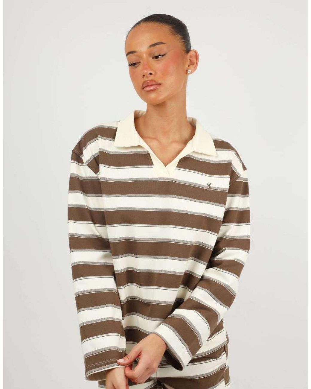 SIMMI Natural X Mia Khan Madrid Stripe Rugby Top