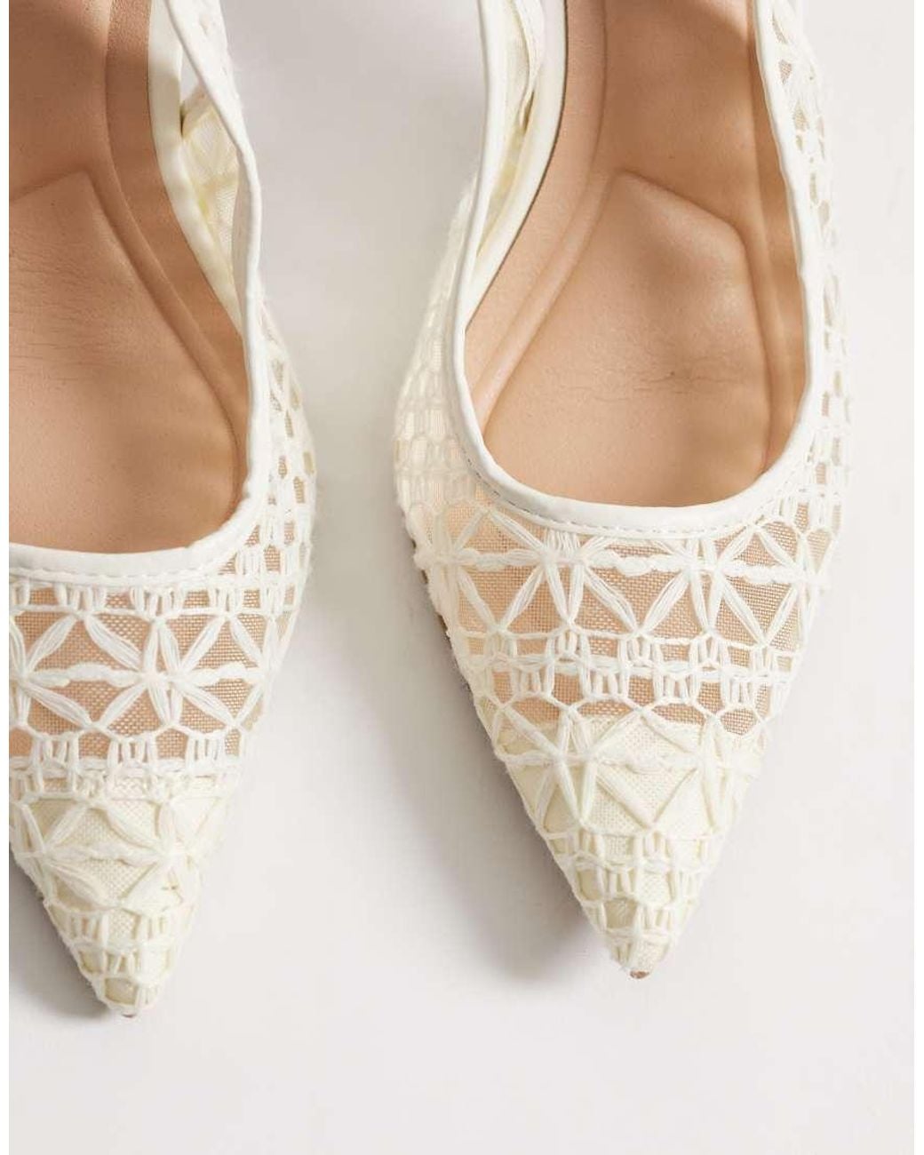 New Look White Crochet Slingback Heeled Shoe