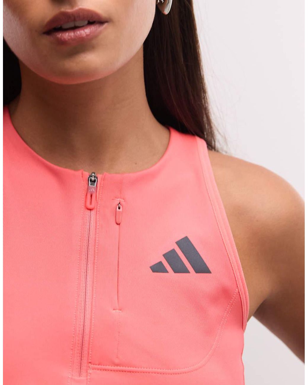 Adidas Originals Red Adidas Running Adizero Zip Crop Top