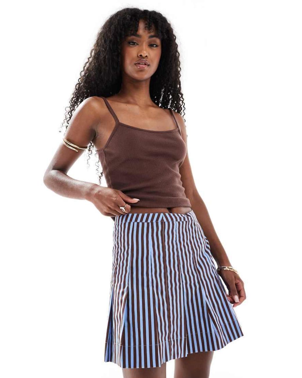 ASOS Blue Pleat Detail Mini Skirt