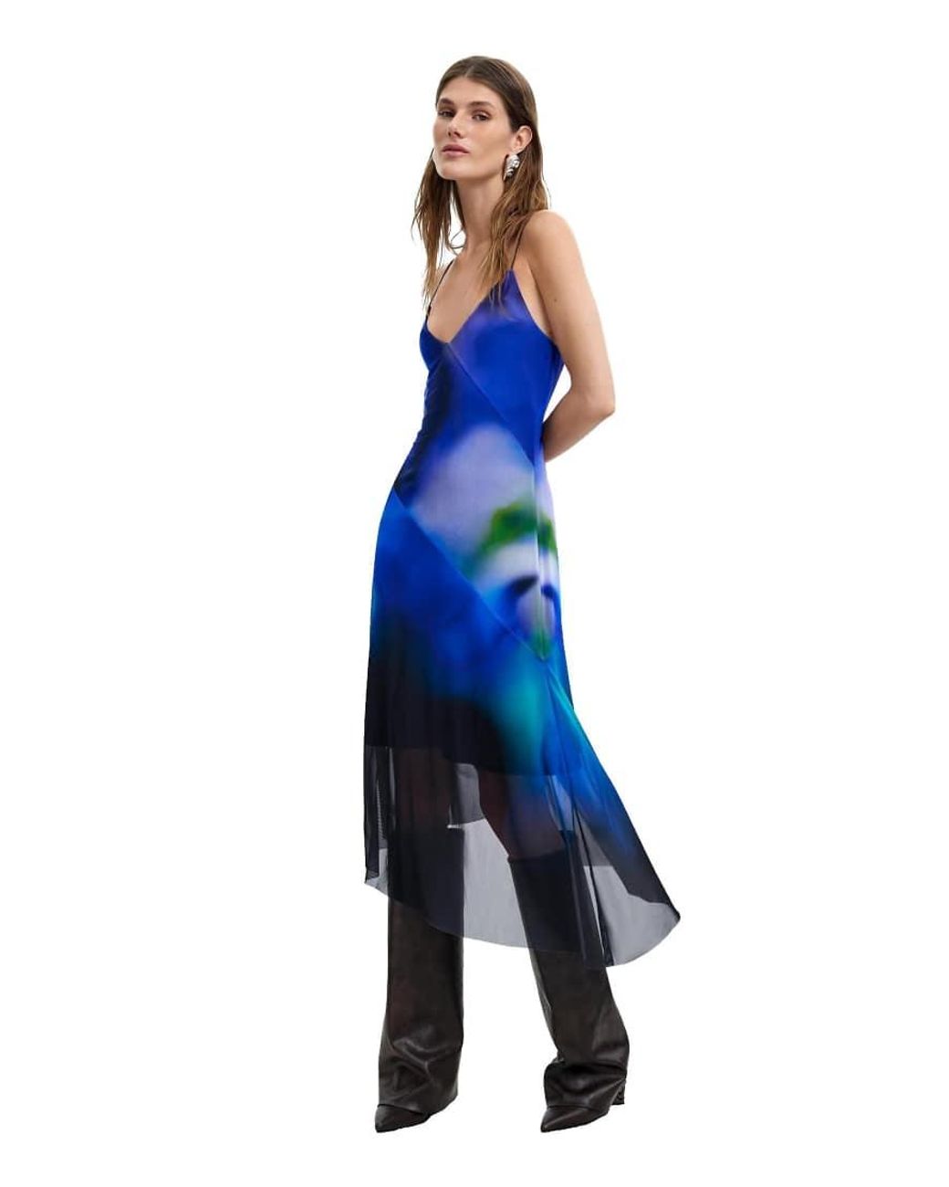 Desigual Blue Asymmetrical Slip Dress M C Lacroix