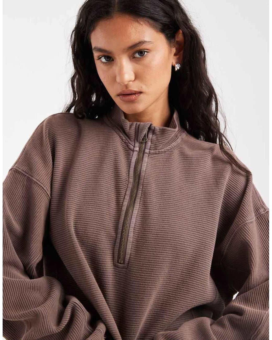 Free People Brown Celeste Quarter Zip