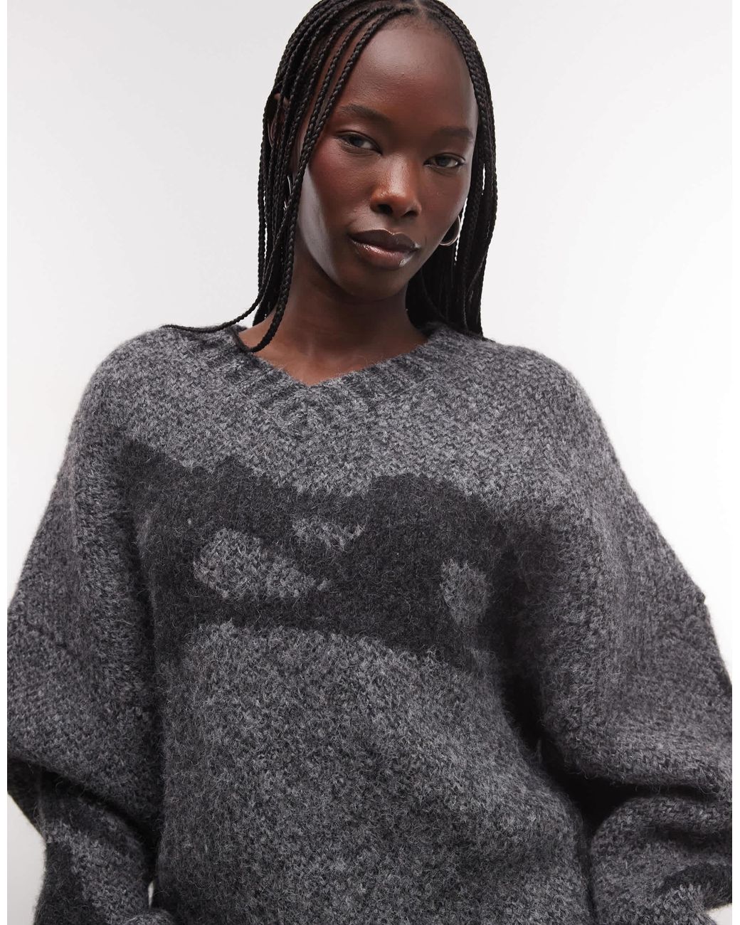 Pull col v en mélange Weekday en coloris Gray