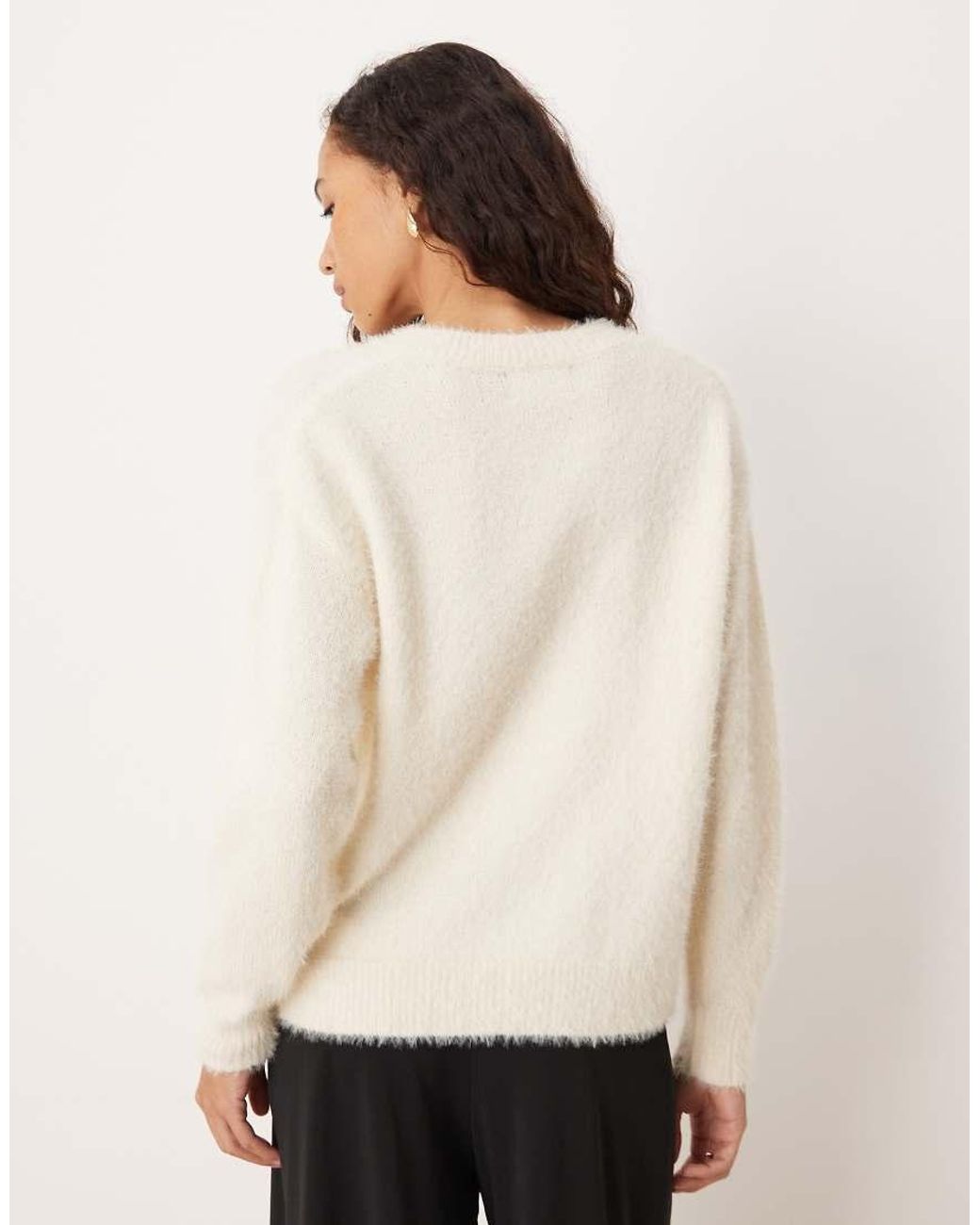 Lovedrobe Natural Velvet Bow Eyelash Knit Cardigan