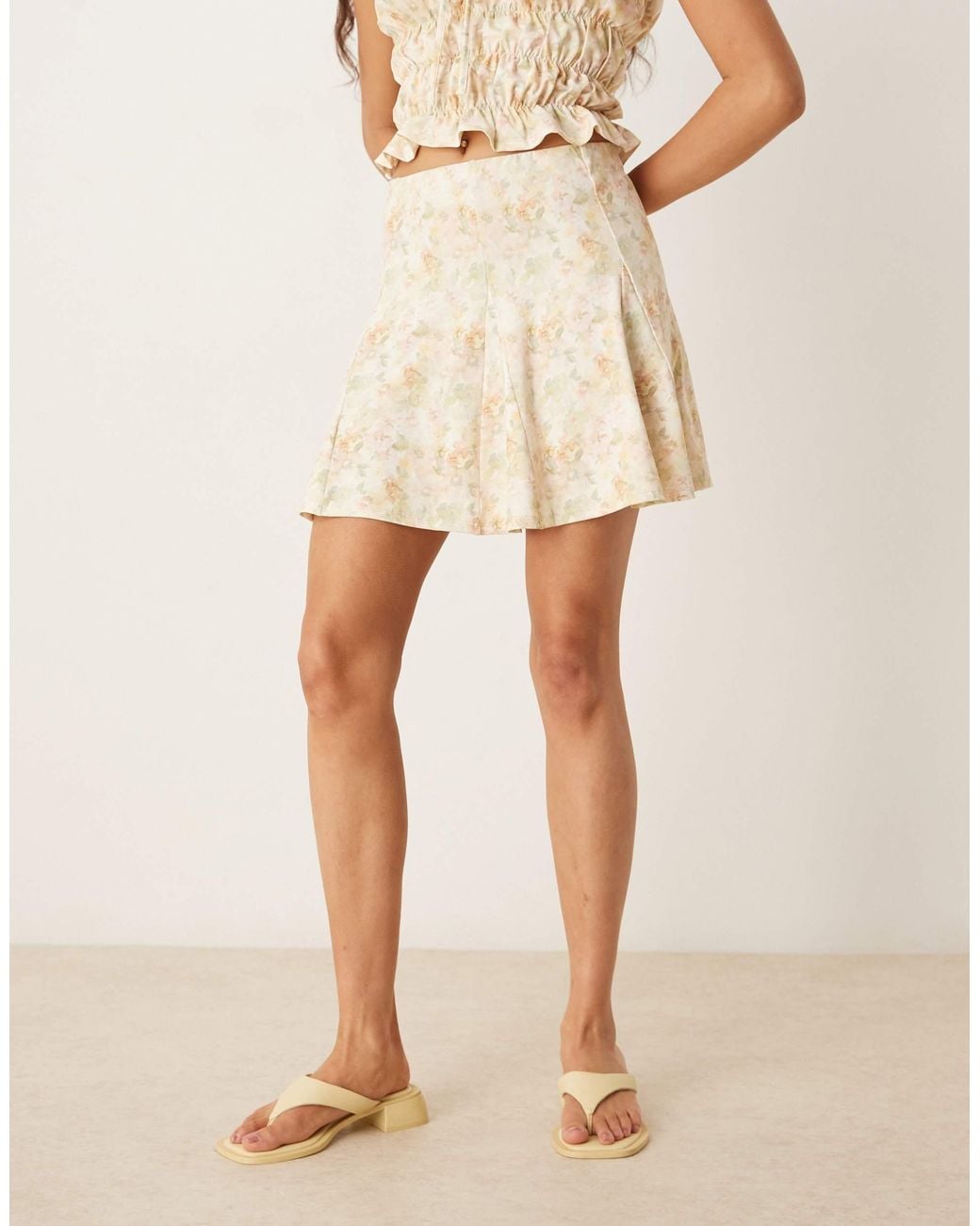 ASOS Natural Flippy Godet Mini Skirt