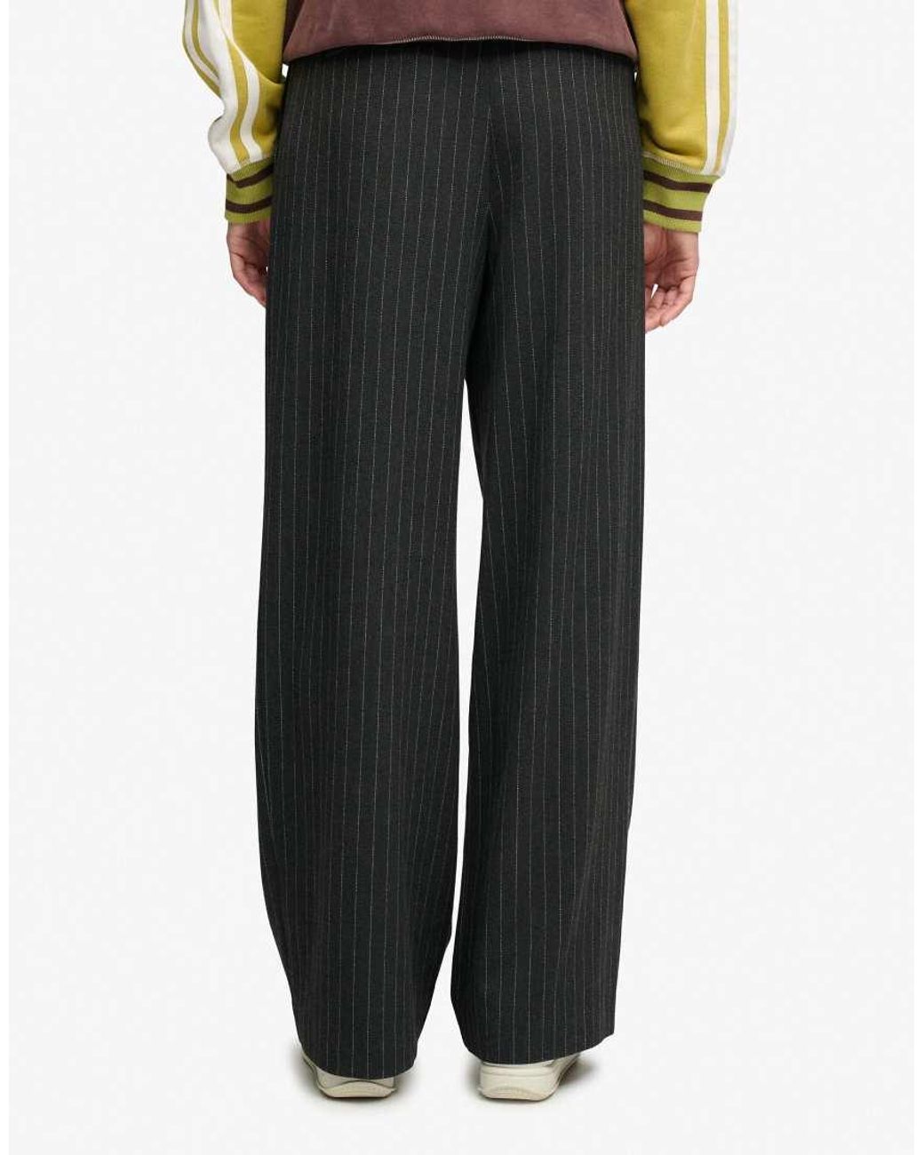 Superdry Gray Mid Rise Pinstripe Trousers