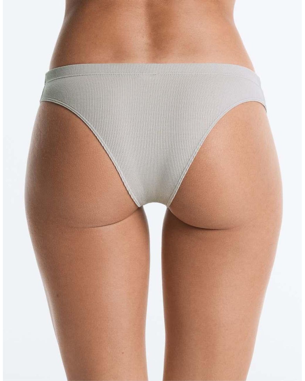 Oysho White 3 Cotton Blend Brazilian Briefs