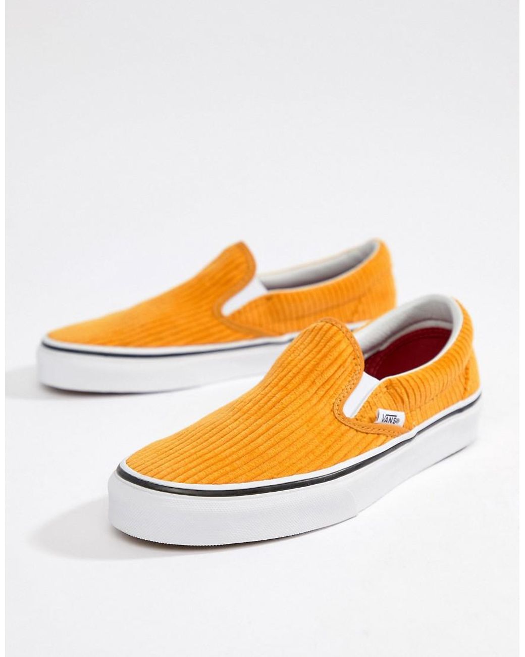Vans Yellow Corduroy Classic Slip-on Sneakers | Lyst