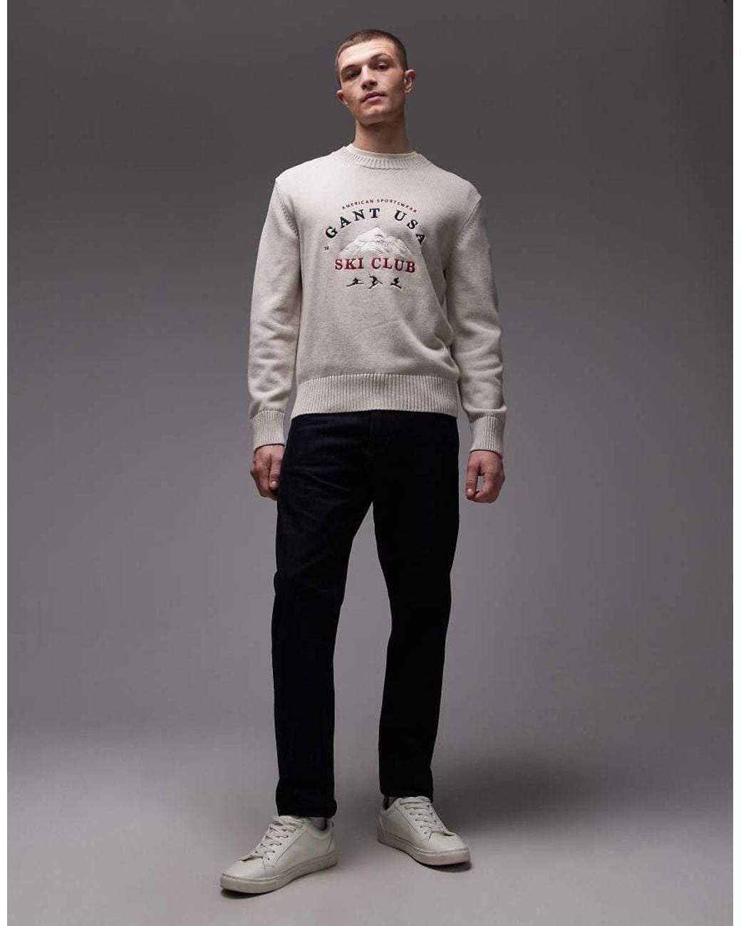 Gant Gray Ski Club Embroided Chest Graphic for men