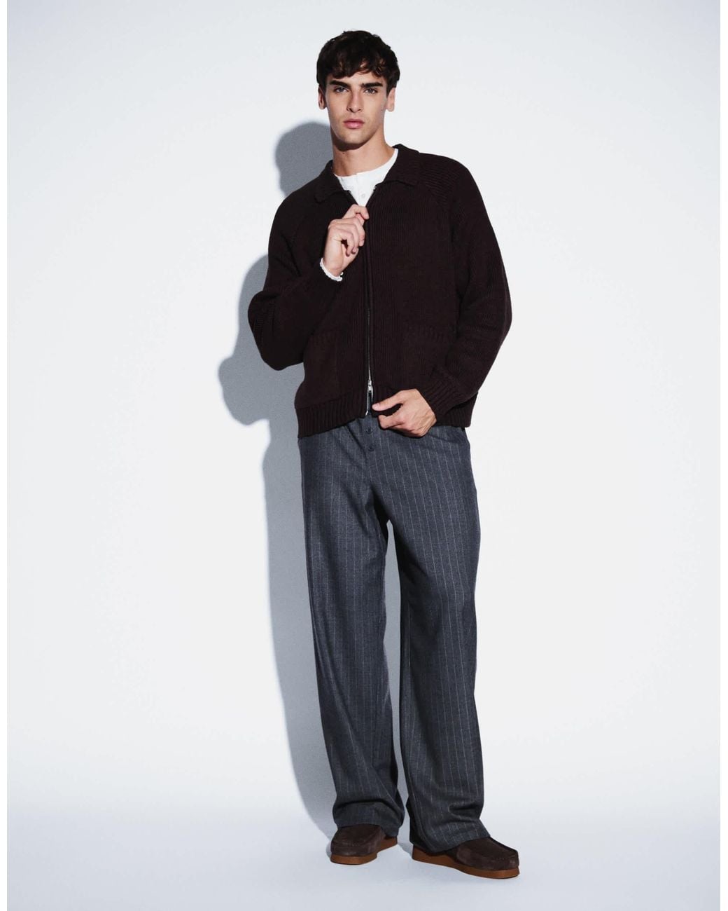 Cotton On Black Zip Through Knitted Bomber for men