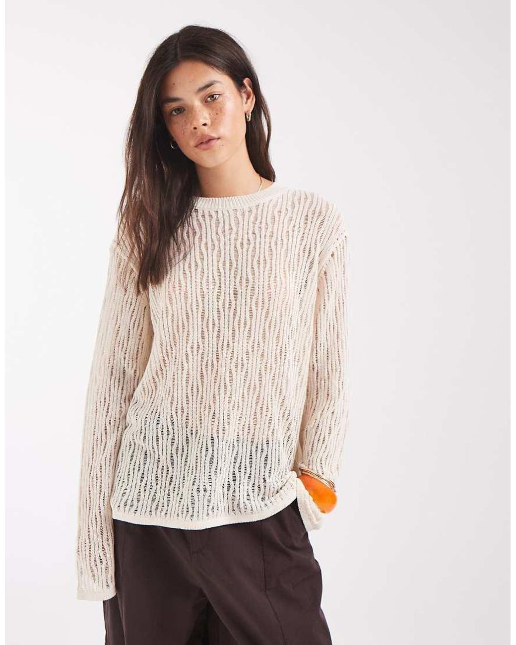ASOS White Knitted Pointelle Jumper