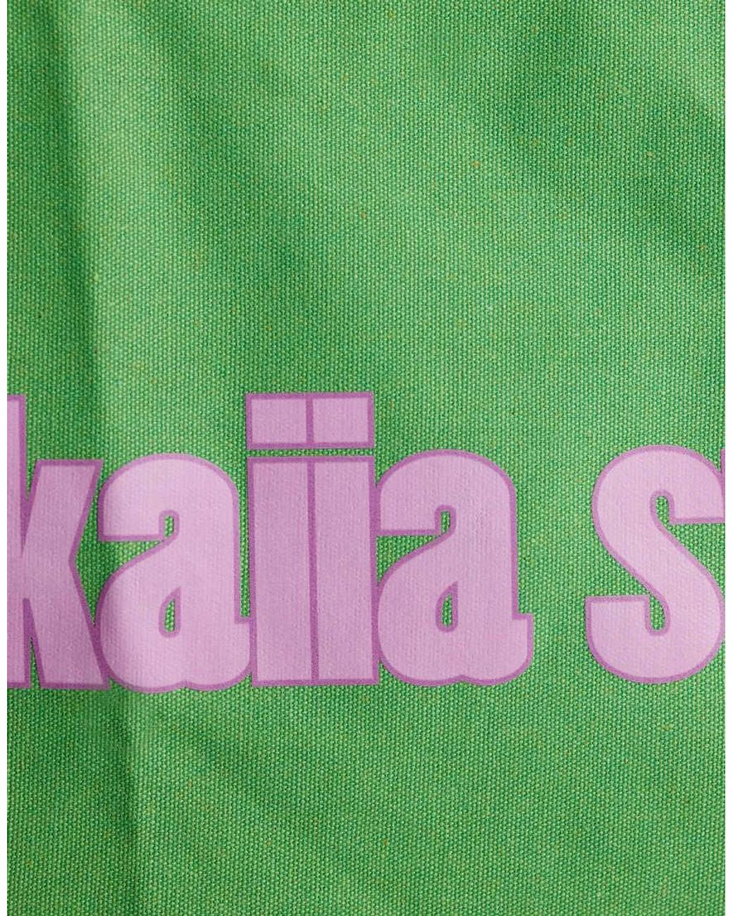 Kaiia Green Studio Printed Logo Canvas Tote Bag