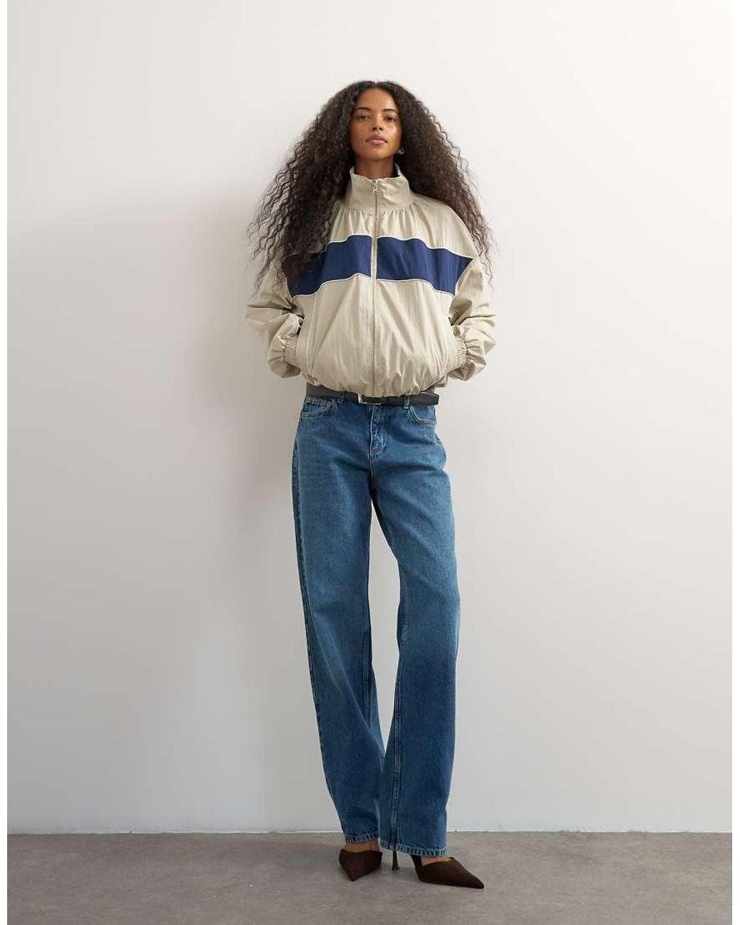 TOPSHOP Blue Contrast Piping Track Jacket